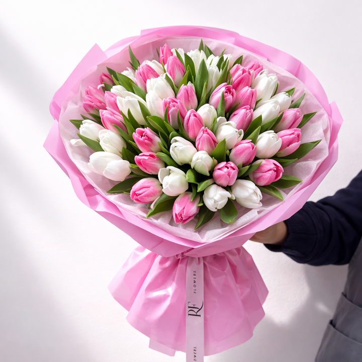 51 Pink and White Tulips