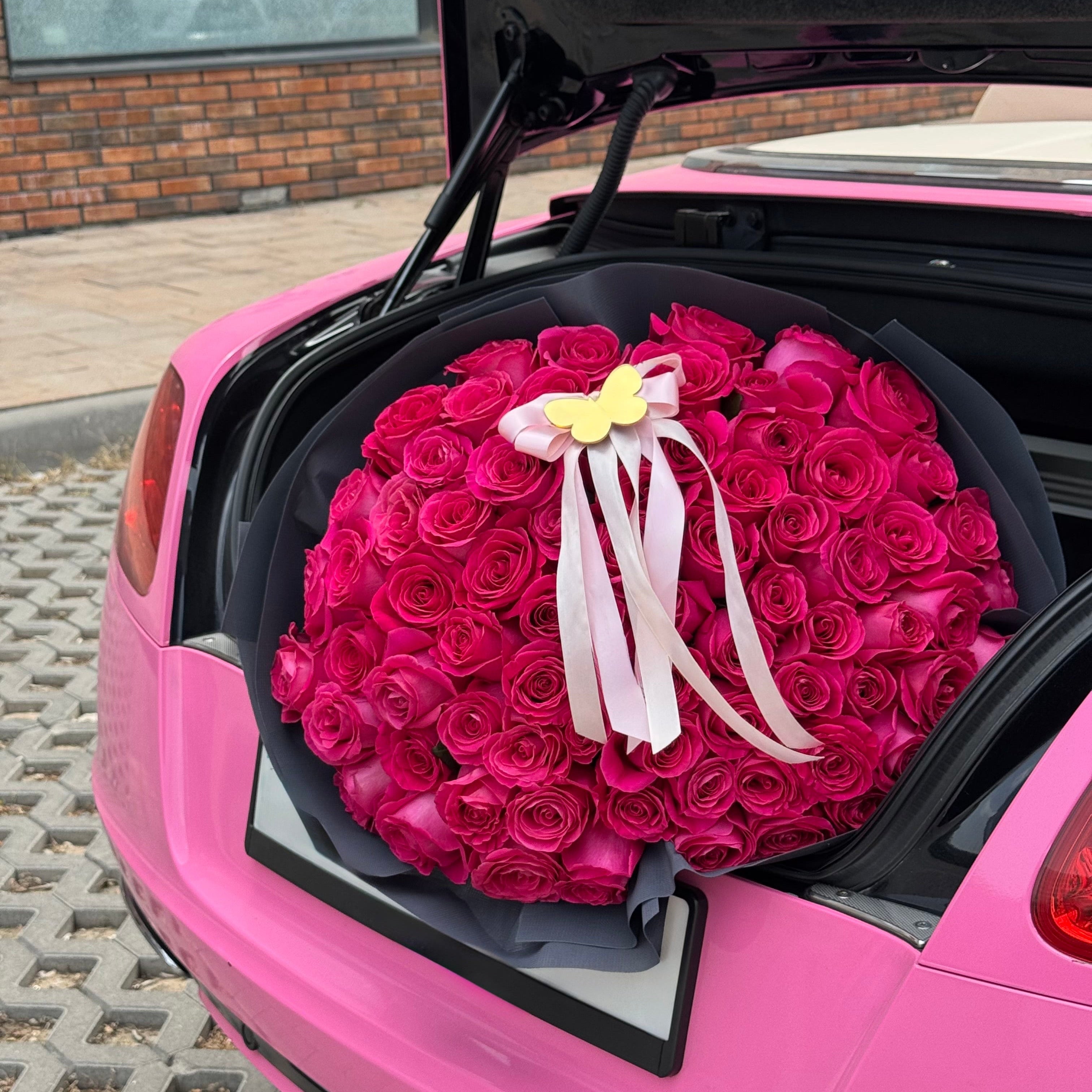100 Hot Pink Roses