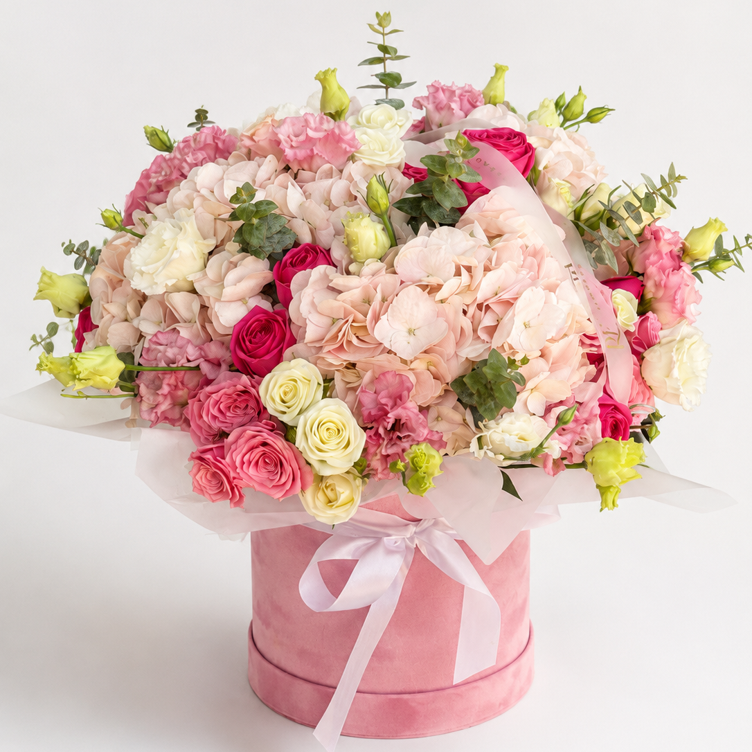 Pink flowers box arrangement - Chicago Florist
