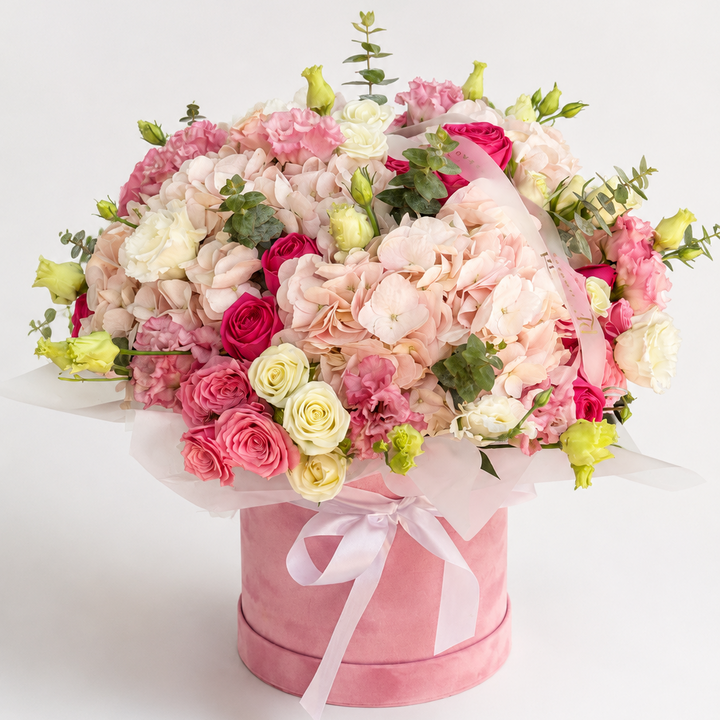 Pink flowers box arrangement - Chicago Florist