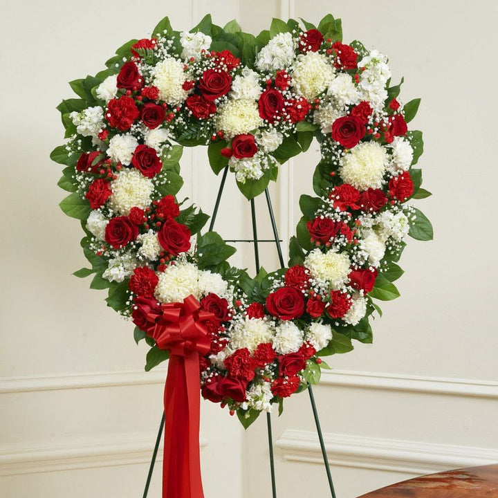 Red Heart Funeral Wreath
